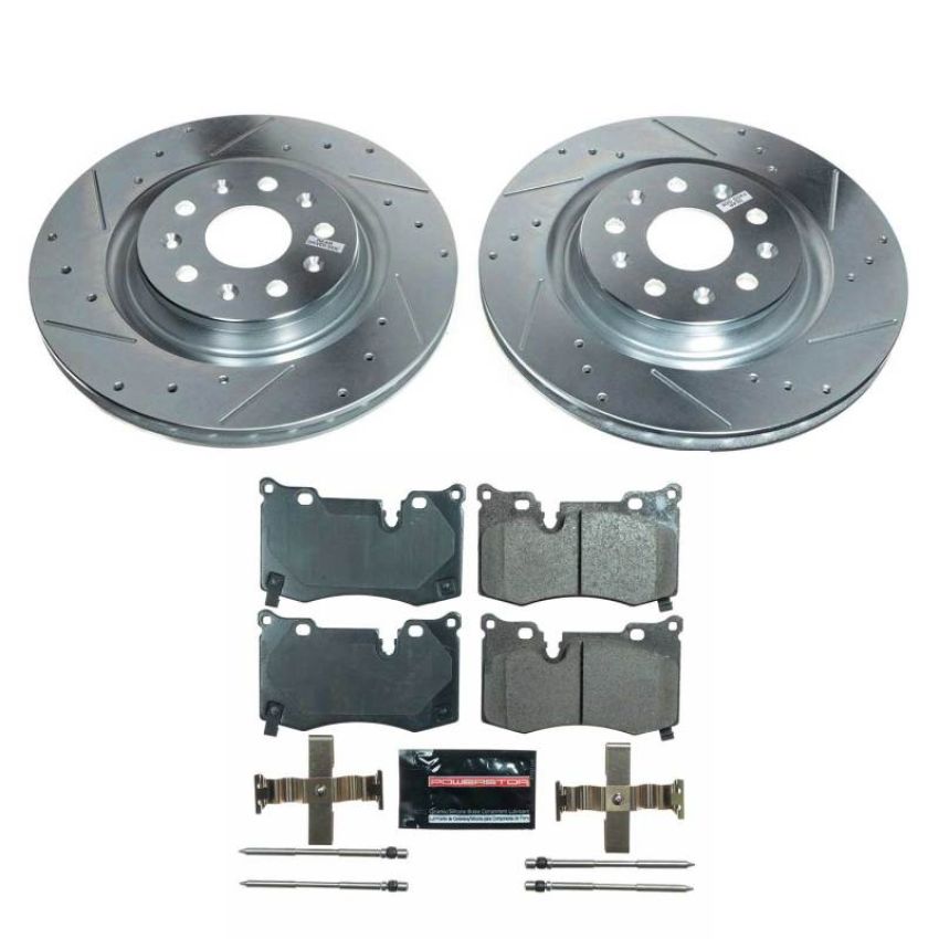 PowerStop K8528 Z23 Daily Driver Carbon-Fiber Ceramic Brake Pad and Drilled & Slotted Rotor Kit