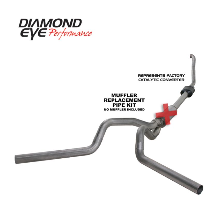 Diamond Eye Performance K4308S-RP Diamond Eye KIT 4in TB MFLR RPLCMENT PIPE DUAL SS 94-97 5 7 3L F250/F350 PWRSTROKE NFS W CARB STDS