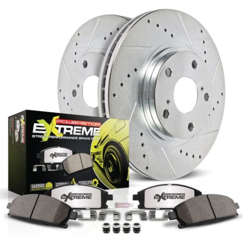 PowerStop K1237-26 Z26 Street Performance Ceramic Brake Pad and Drilled & Slotted Rotor Kit