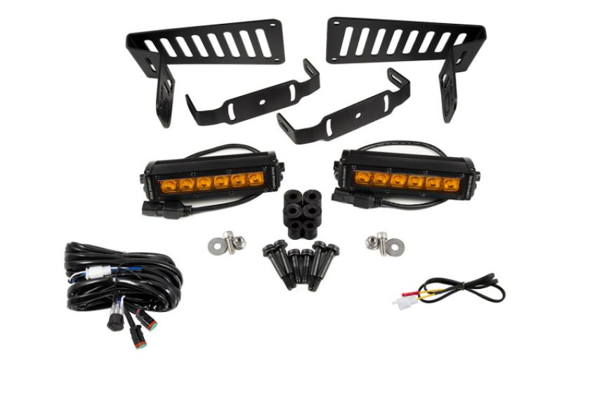 Diode Dynamics DD6094 18-21 Jeep JL Wrangler/Gladiator SS6 Cowl LED Bracket Kit - Amber Driving