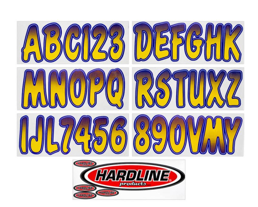 Hardline YEPUG200 Boat Lettering Registration Kit 3 in. - 200 Yellow/Purple