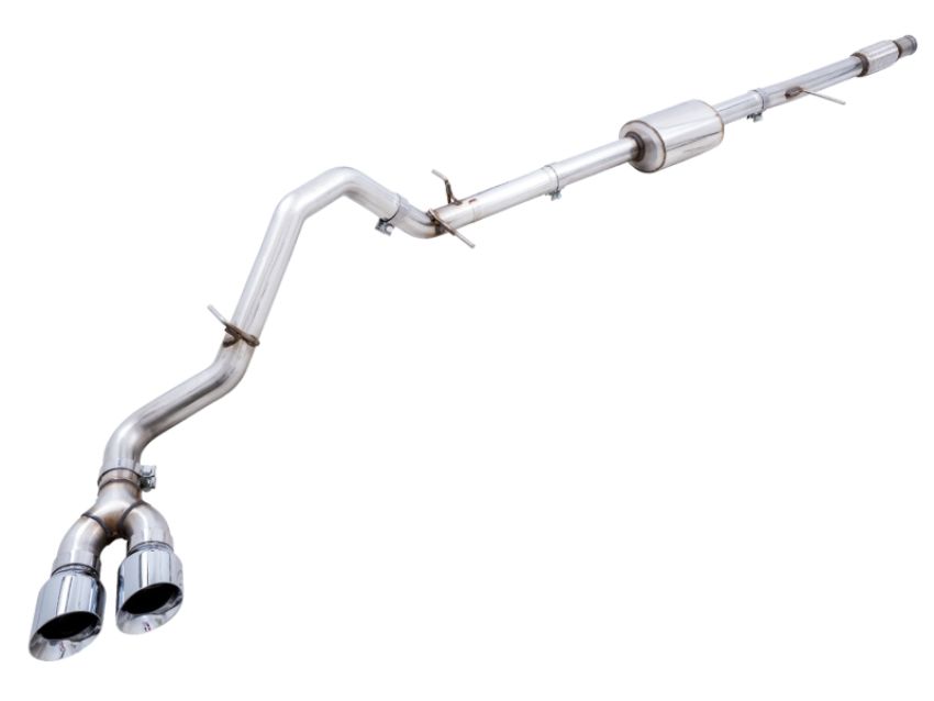 AWE Tuning 3015-22207 4th Gen GM 1500 5.3L 0FG Catback Dual Side Exit (Flat Bumper) - Chrome Tips