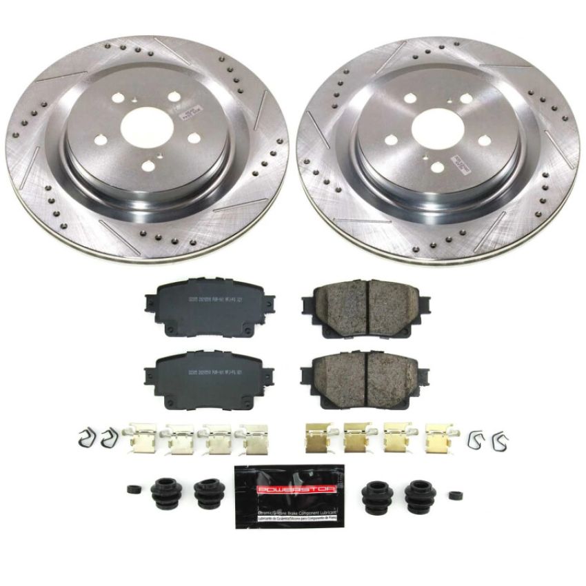 PowerStop K8773 Z23 Daily Driver Carbon-Fiber Ceramic Brake Pad and Drilled & Slotted Rotor Kit