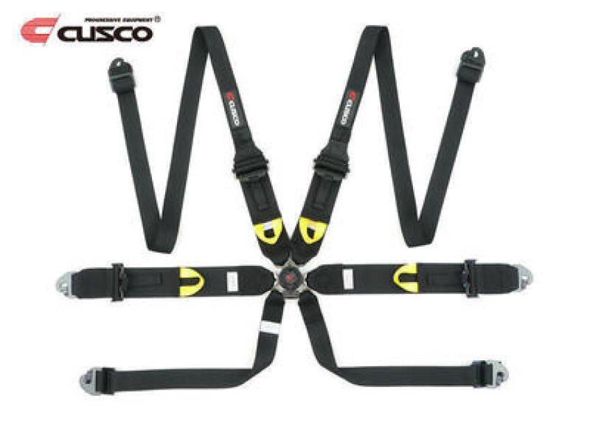 Cusco 00B CRH N6HBK Universal 6 Point 3in Shoulder 3in Lap (HANS) w/Eyebolts (7/16-20UNF) FIA Racing Harness- BLK