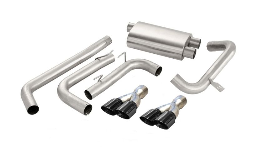 Corsa Performance 14143BLK 3.0in. Cat-Back Dual Rear Exit with Twin 3.5in. Black PVD Pro-Series Tips