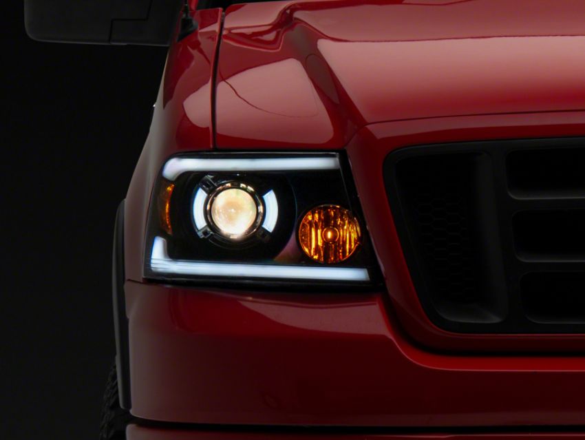 Raxiom T566364 04-08 Ford F-150 Axial Series Projector Headlights w/ SEQL LED Bar- Blk Housing (Clear Lens)