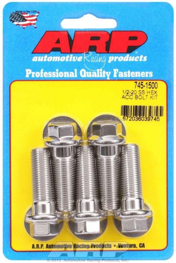 ARP ARP745-1500 S/S Bolt Kit - 6pt. (5) 1/2-20 x 1.500
