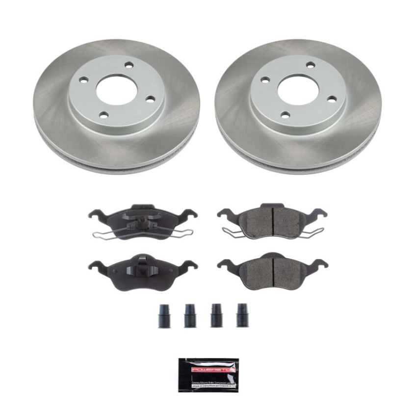 PowerStop SC1358 Semi-Coated Rotor and Low-Dust Ceramic Brake Pad Kit