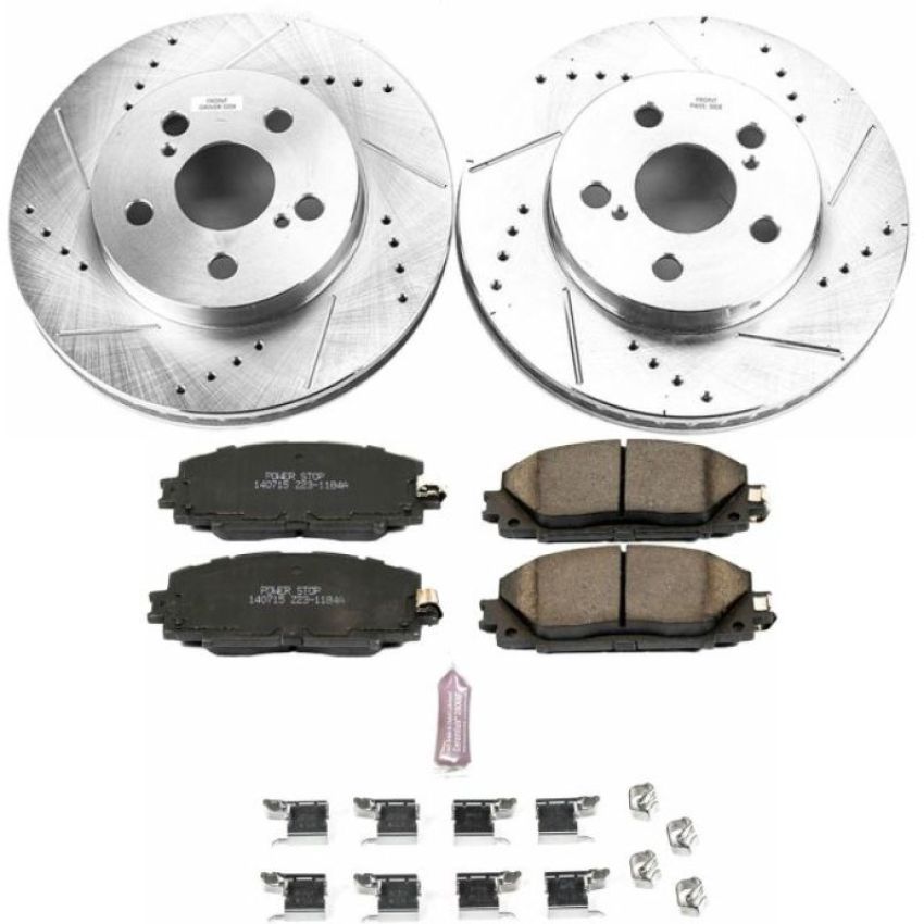 PowerStop K7701 Z23 Daily Driver Carbon-Fiber Ceramic Brake Pad and Drilled & Slotted Rotor Kit