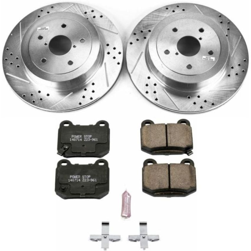 PowerStop K2913 Z23 Daily Driver Carbon-Fiber Ceramic Brake Pad and Drilled & Slotted Rotor Kit