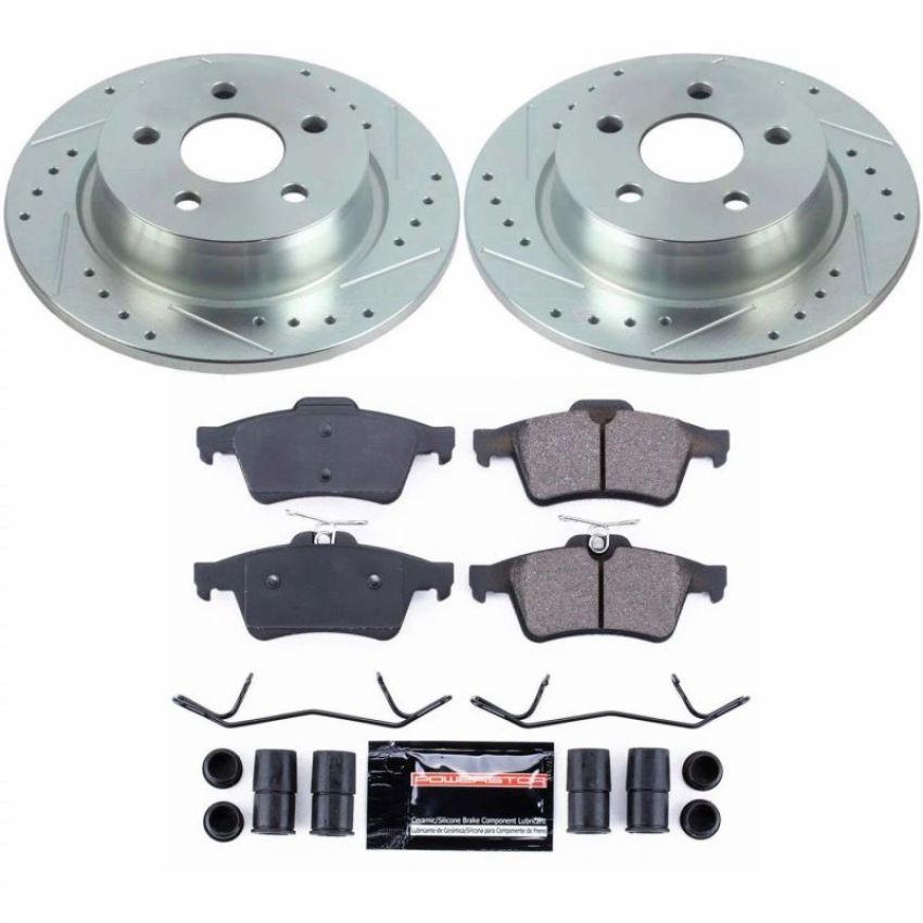 PowerStop K8176 Z23 Daily Driver Carbon-Fiber Ceramic Brake Pad and Drilled & Slotted Rotor Kit