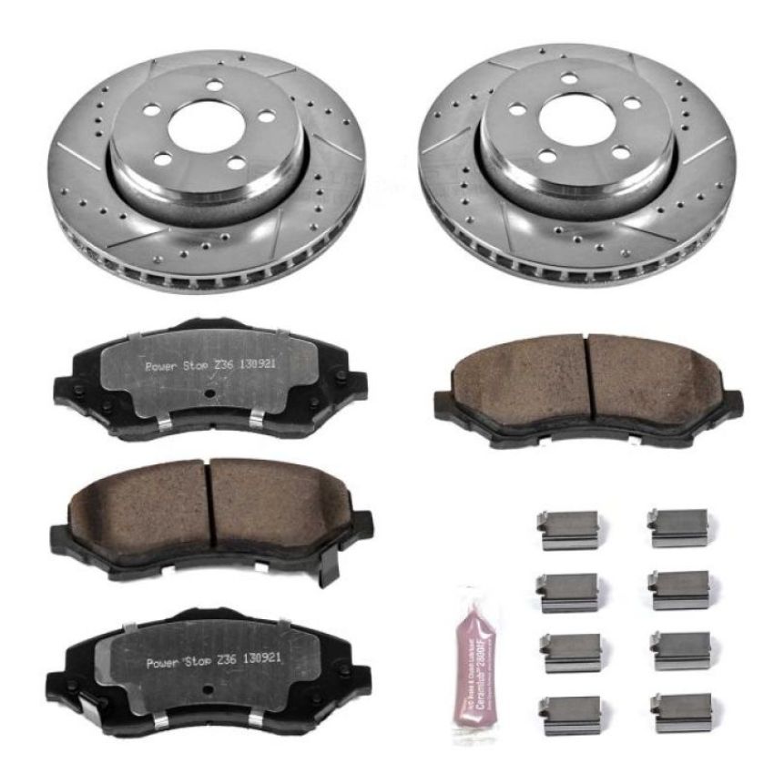 PowerStop K1631-36 Z36 Truck and SUV Carbon-Fiber Ceramic Brake Pad and Drilled & Slotted Rotor Kit