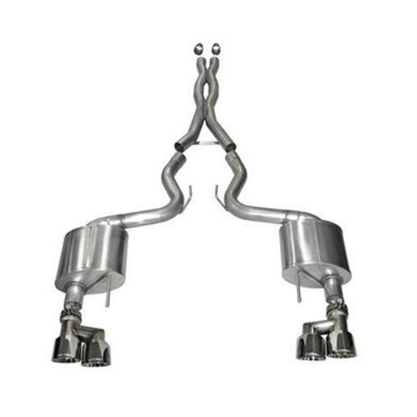 CORSA Performance 14335 Corsa 2015-2017 Ford Mustang GT 5.0 3in Cat Back Exhaust Polish Quad Tips (Xtreme)