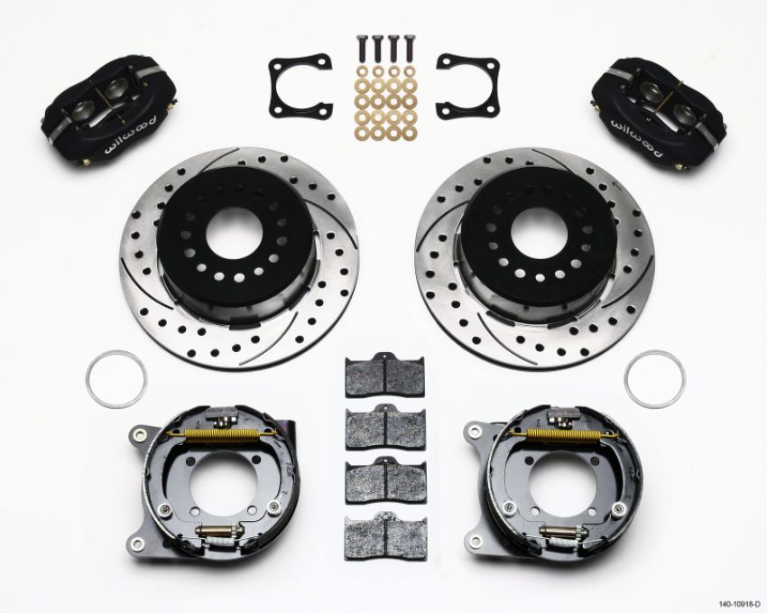 Wilwood 140-10918-D Forged Dynalite P/S Park Brake Kit Drilled Chevy 12 Bolt-Spec 3.15in Brng Stggrd mt