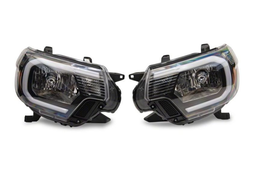 Raxiom TT21847 12-15 Toyota Tacoma Axial Series Headlights w/ LED Bar- Blk Housing (Clear Lens)