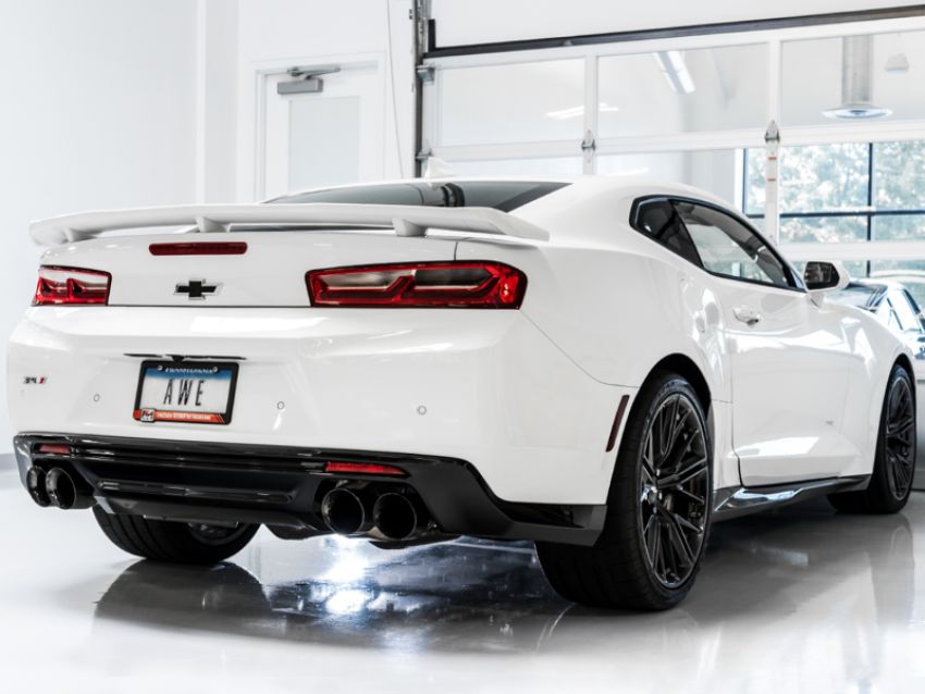 AWE Tuning 3020-43074 16-19 Chevy Camaro SS Non-Res Cat-Back Exhaust - Track Edition (Quad Diamond Black Tips)