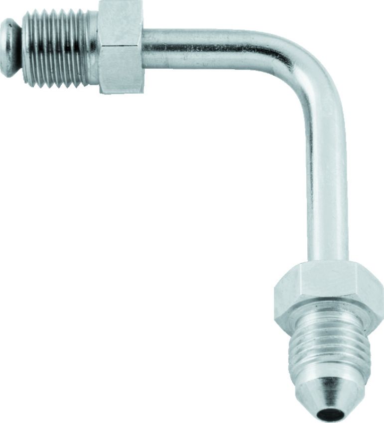 TwinPower 035966 Twin Power Chrome Brake Fitting Male 3/8-24 Inverted Flare to AN-3 Male 90 Degree Adaptor Tube Short