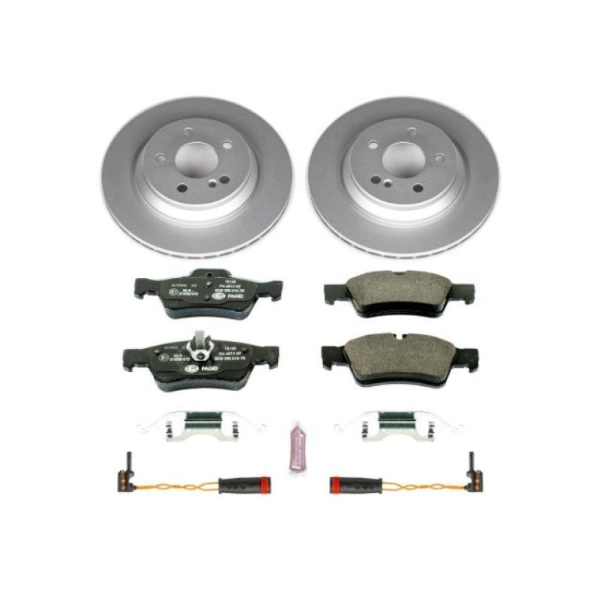 PowerStop ESK2998 Genuine Geomet Coated Rotors, ECE-R90 Brake Pads + Hardware Kit