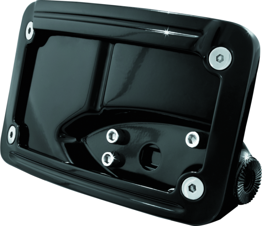 Kuryakyn 3125 Curved Horizontal Mount Side License Plate Holder Gloss Black
