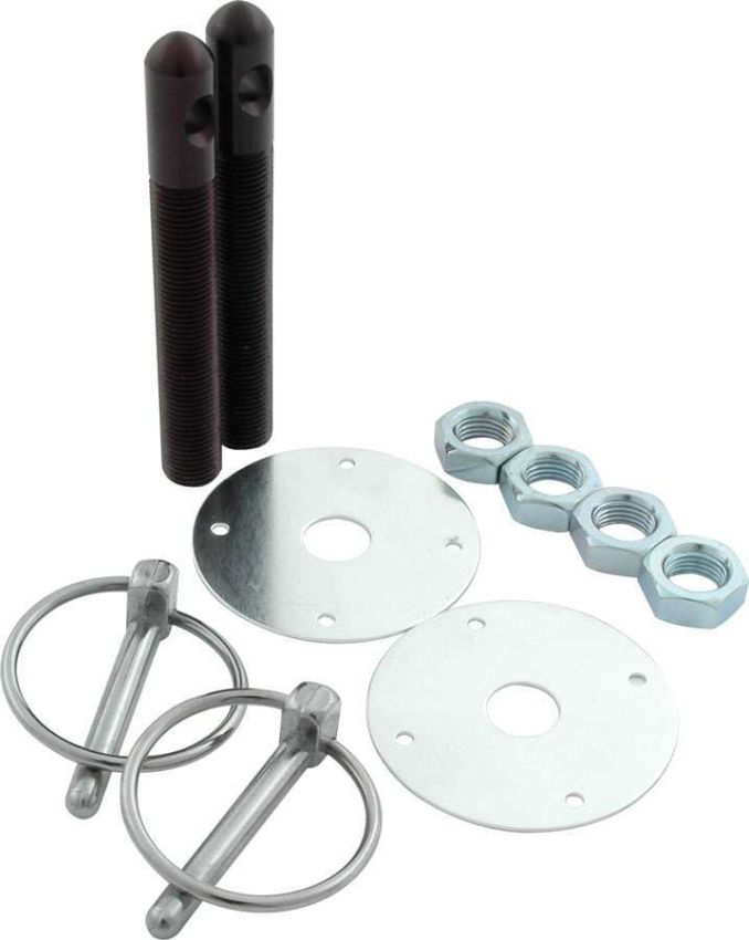 ALLSTAR PERFORMANCE ALL18504 Alum Hood Pin Kit 1/2in with 1/4in Clips Black