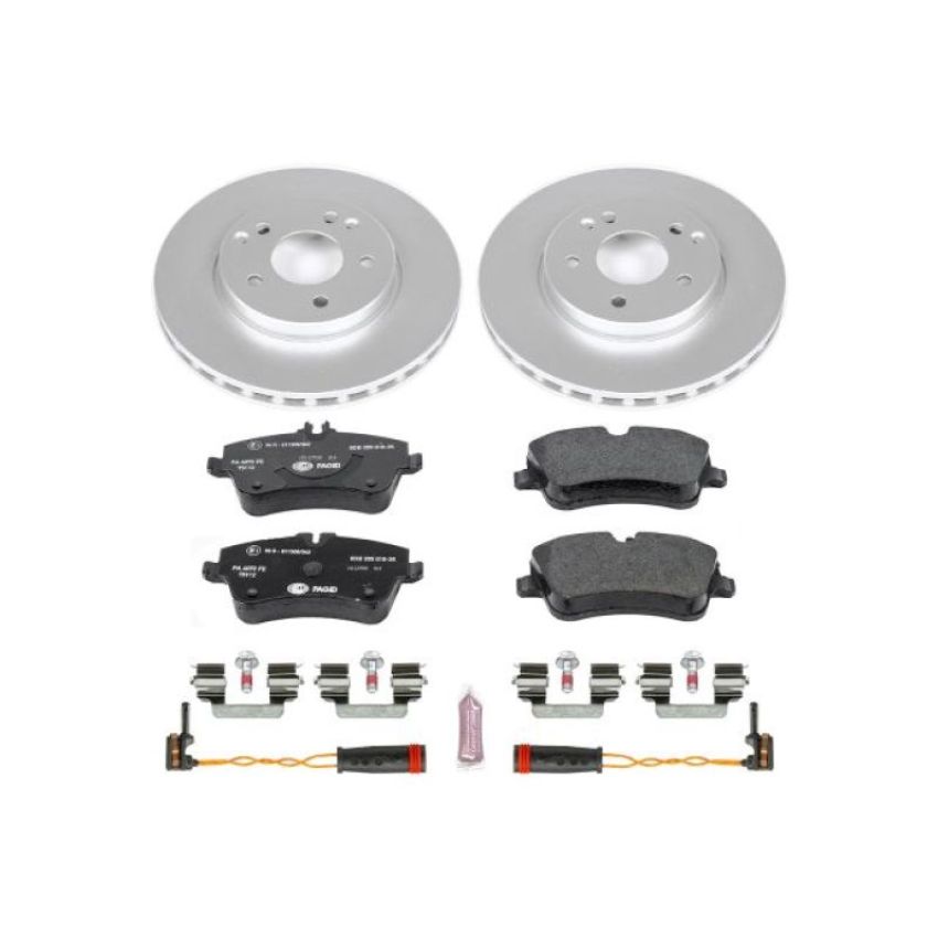 PowerStop ESK3048 Genuine Geomet Coated Rotors, ECE-R90 Brake Pads + Hardware Kit