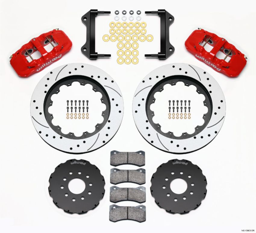 Wilwood 140-13903-DR AERO6 Front Hat Kit 15.00 Drilled Red 97-04 Corvette C5/Z06 05-13 C6