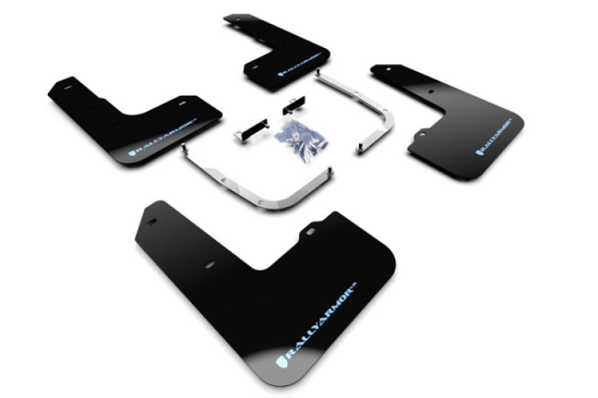 Rally Armor MF59-UR-BLK/PBL Black Mud Flap/Performance Blue Logo