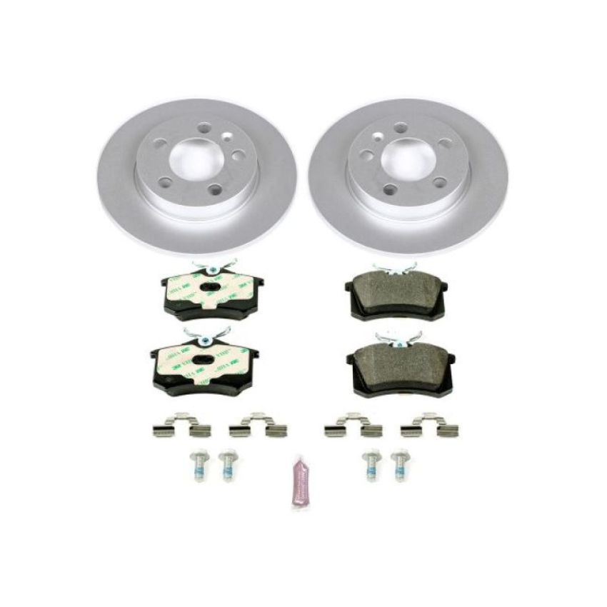 PowerStop ESK3093 Genuine Geomet Coated Rotors, ECE-R90 Brake Pads + Hardware Kit