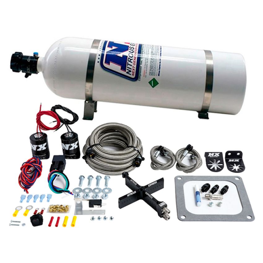 Nitrous Express 63071-15 4500 Covert Crossbar Plate System, Stage 6 50-300Hp (15# Bottle)