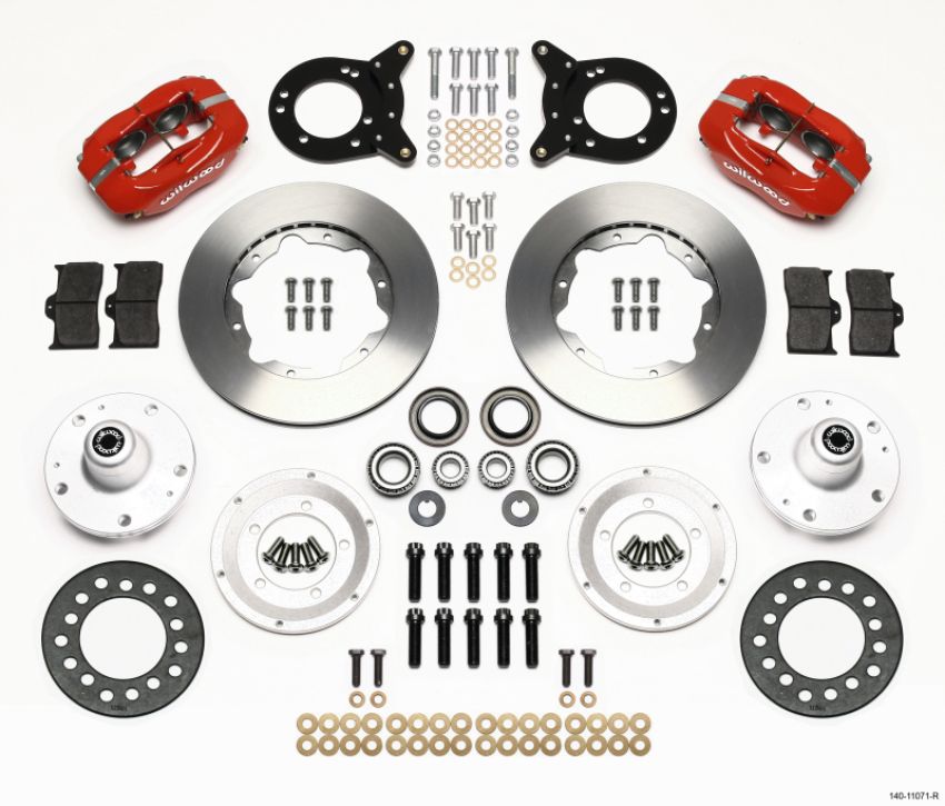 Wilwood 140-11071-R Forged Dynalite Front Kit 11.00in Red 1965-1969 Mustang Disc & Drum Spindle