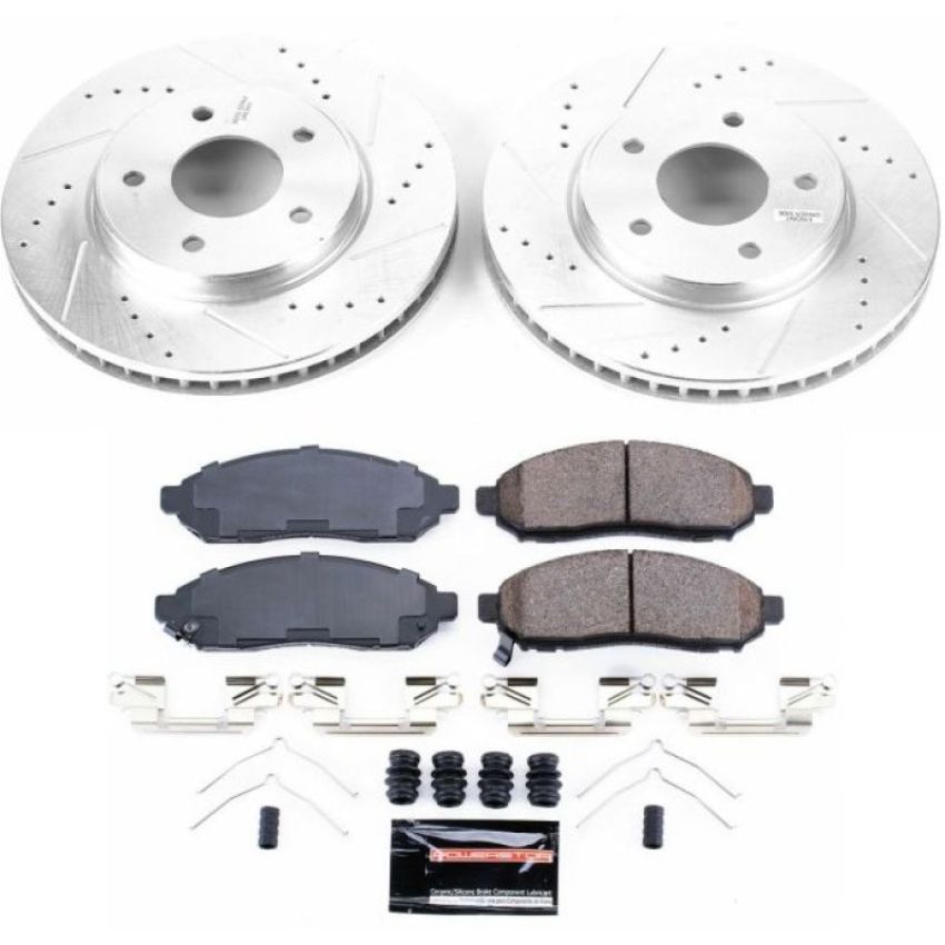 PowerStop K6492 Z23 Daily Driver Carbon-Fiber Ceramic Brake Pad and Drilled & Slotted Rotor Kit