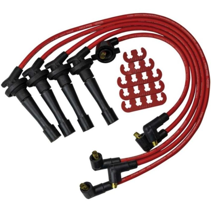 Moroso 72680 Custom Ignition Wire Set - Blue Max - Spiral Core - Colored High Temp Wire Separators - Red