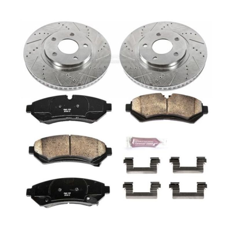 PowerStop K1549 Z23 Daily Driver Carbon-Fiber Ceramic Brake Pad and Drilled & Slotted Rotor Kit