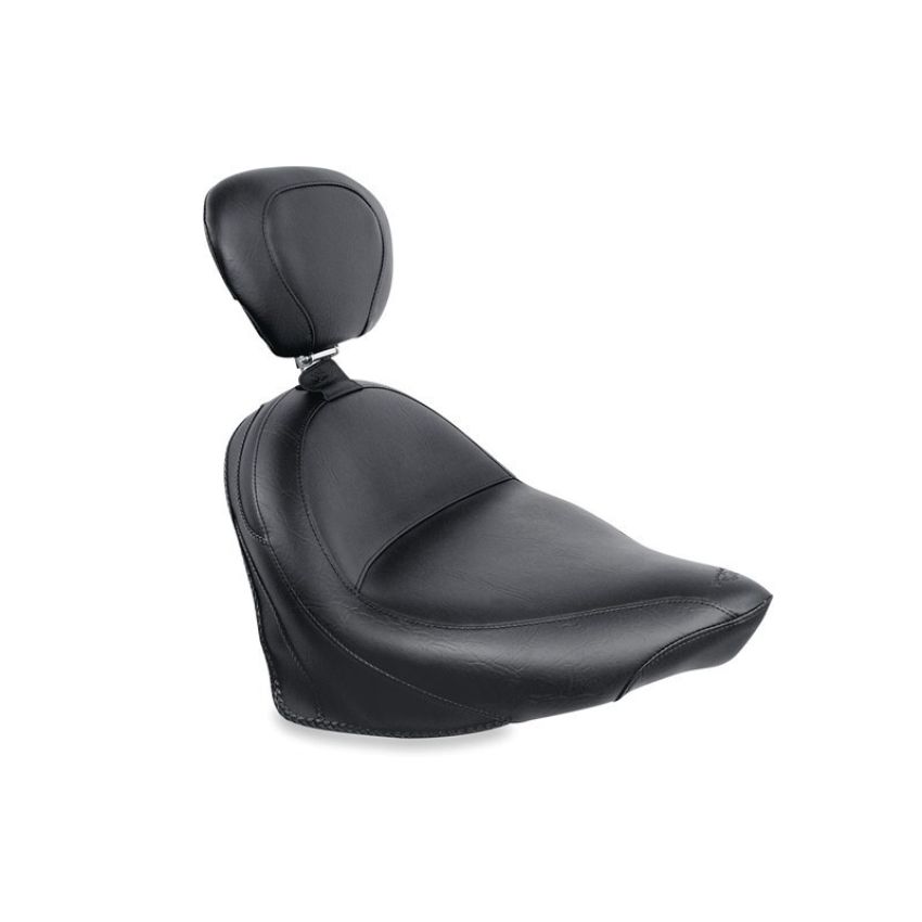 Mustang Motorcycle 79384 Mustang 03-17 Victory Vegas/ Kingpin, 05-07 8-Ball Touring Solo Seat w/Driver Backrest - Black