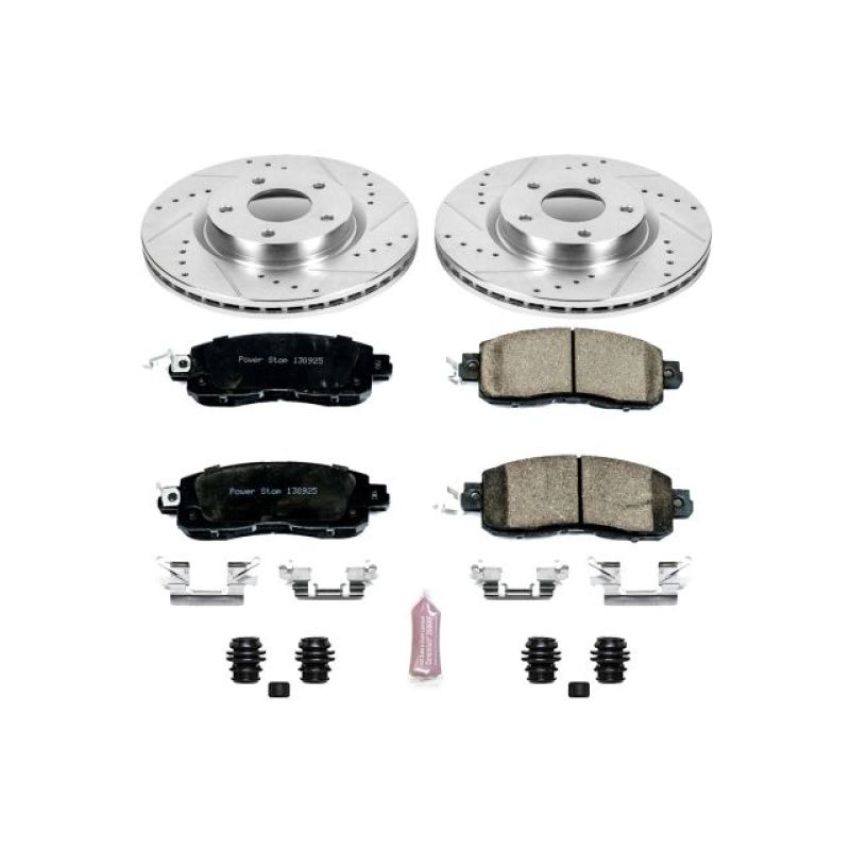 PowerStop K6494 Z23 Daily Driver Carbon-Fiber Ceramic Brake Pad and Drilled & Slotted Rotor Kit