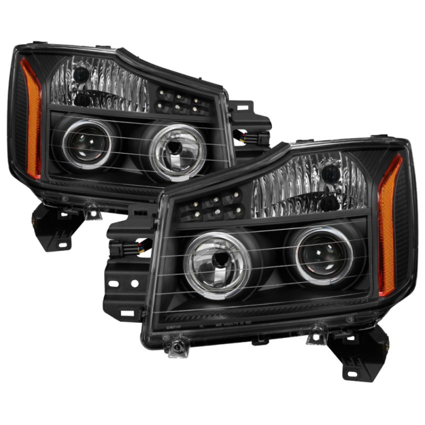 SPYDER 5077103 Xtune Nissan Titan 04-14 Projector Headlights LED Halo Black PRO-JH-NTI04-LED-BK