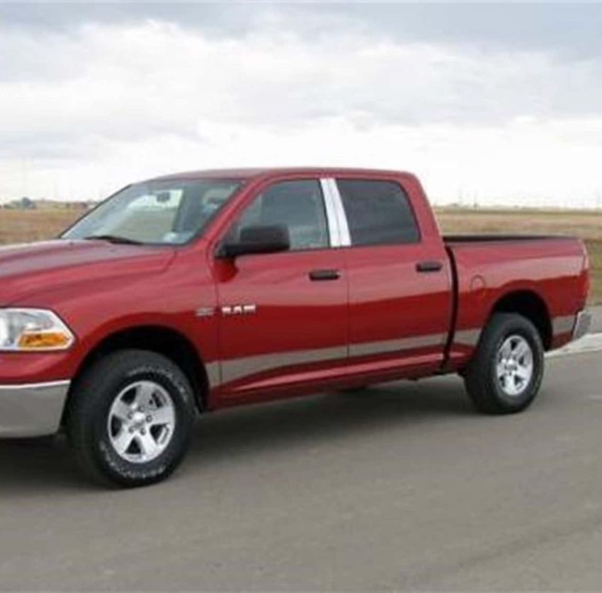 Putco 9751313 03-08 RAM Quad Cab 8ft Long Box - 8in Wide 12pcs Stainless Steel Rocker Panels