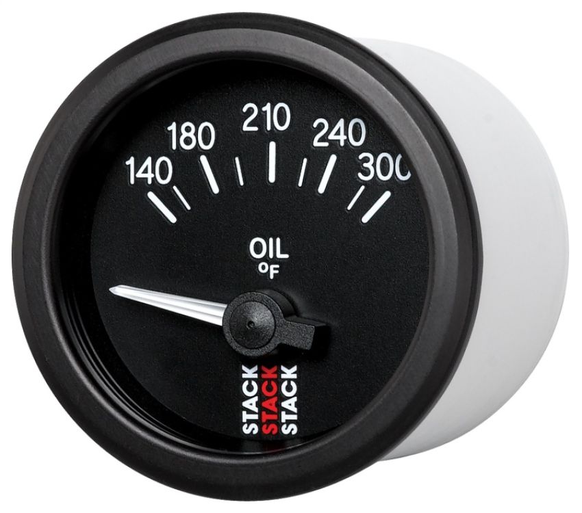 AutoMeter ST3210 Stack 52mm 140-300 Deg F 1/8in NPTF Electric Oil Temp Gauge - Black