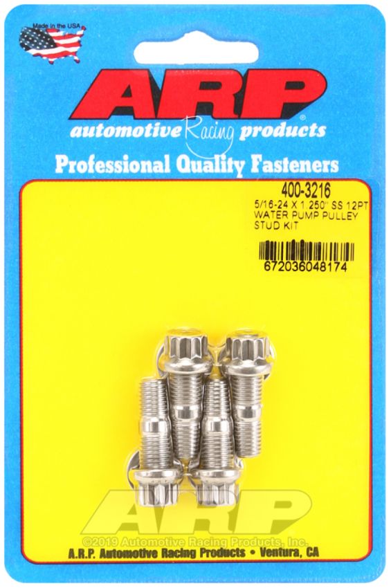 ARP 400-3216 5/16-24 X 1.250 SS 12pt Water Pump Pulley Stud Kit