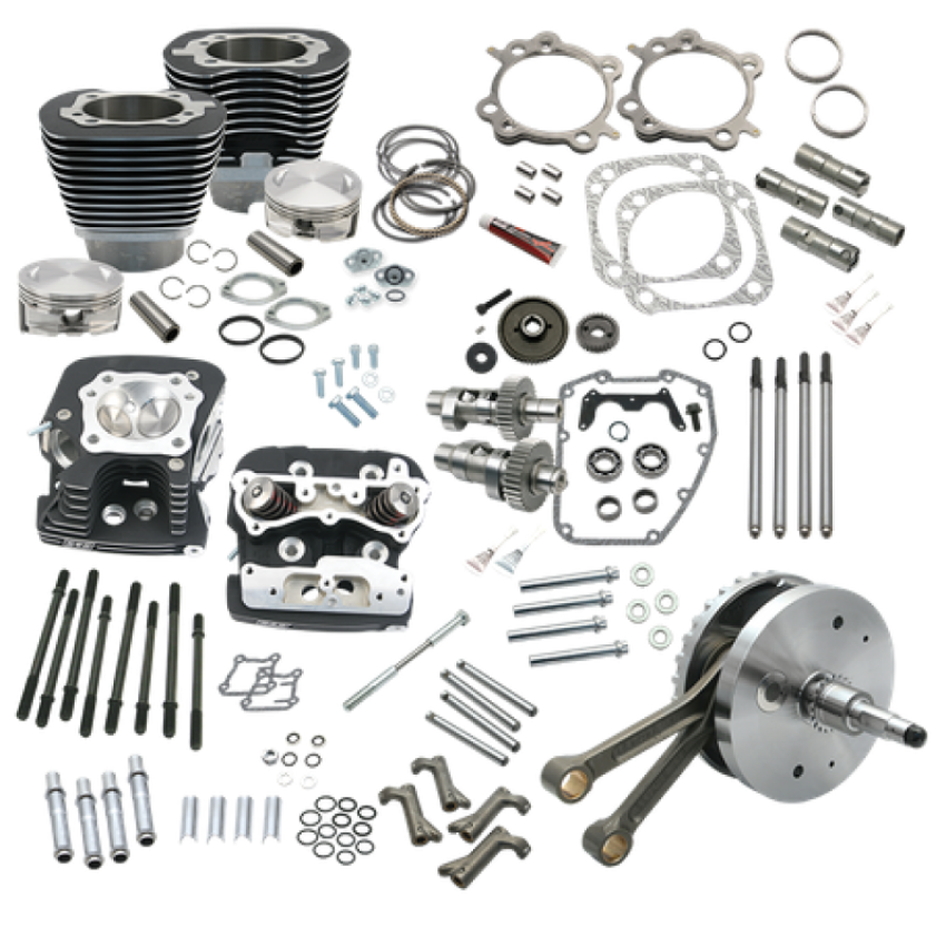 S&S Cycle 900-0565 00-06 BT 124in Hot Set Up Kit w/ S&S Cylinder Heads - Wrinkle Black