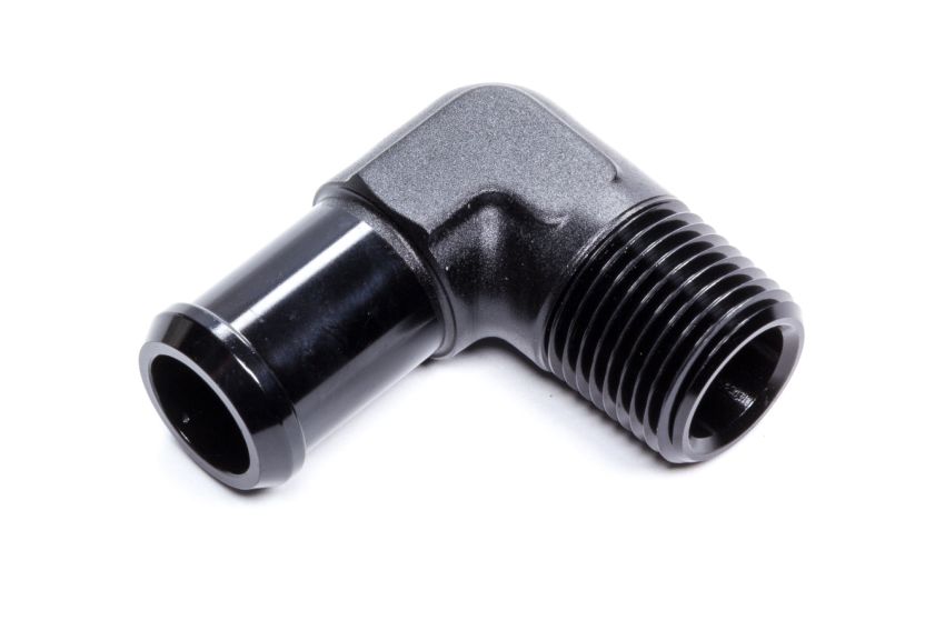 EDELBROCK EDE8165 Hose End  90-deg 1/2npt to 3/4 Barb  Black