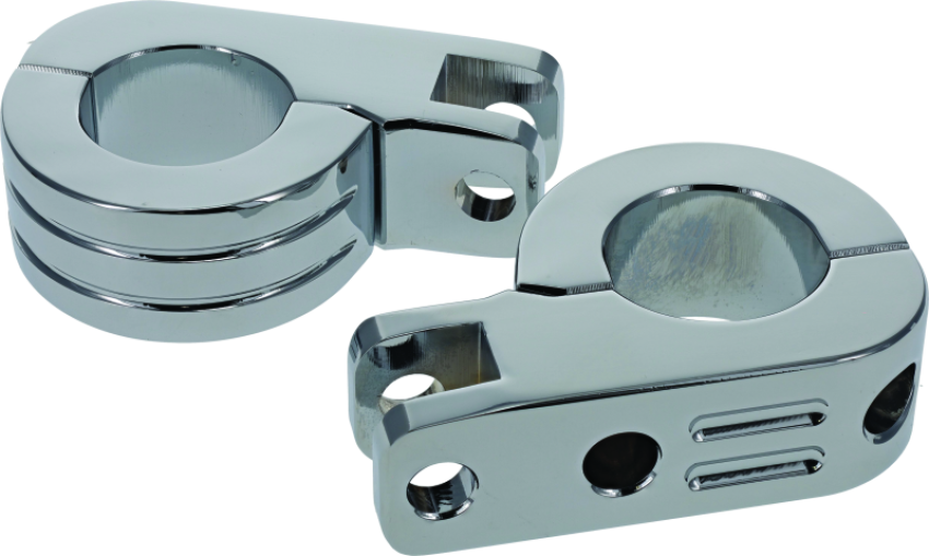 Bikers Choice 502318 Chrome Billet Highway Peg Mounts for 1.25 Inch Engine Guard Universal Custom Pr