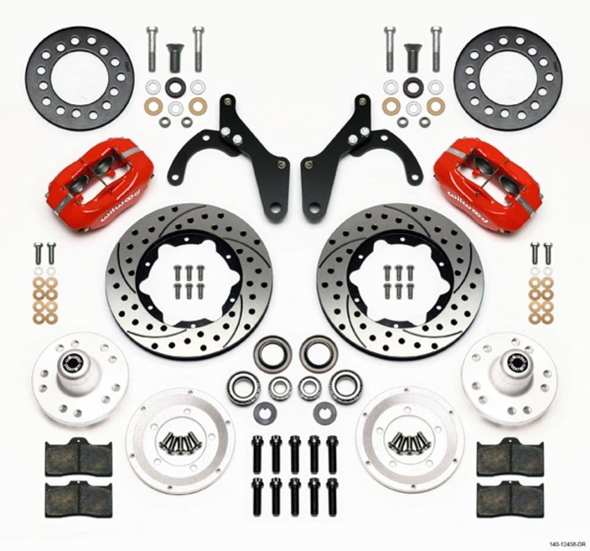 Wilwood 140-12458-DR Forged Dynalite Front Kit 11.00in Drill-Red 59-64 Chevy Impala / 63-64 Corvette