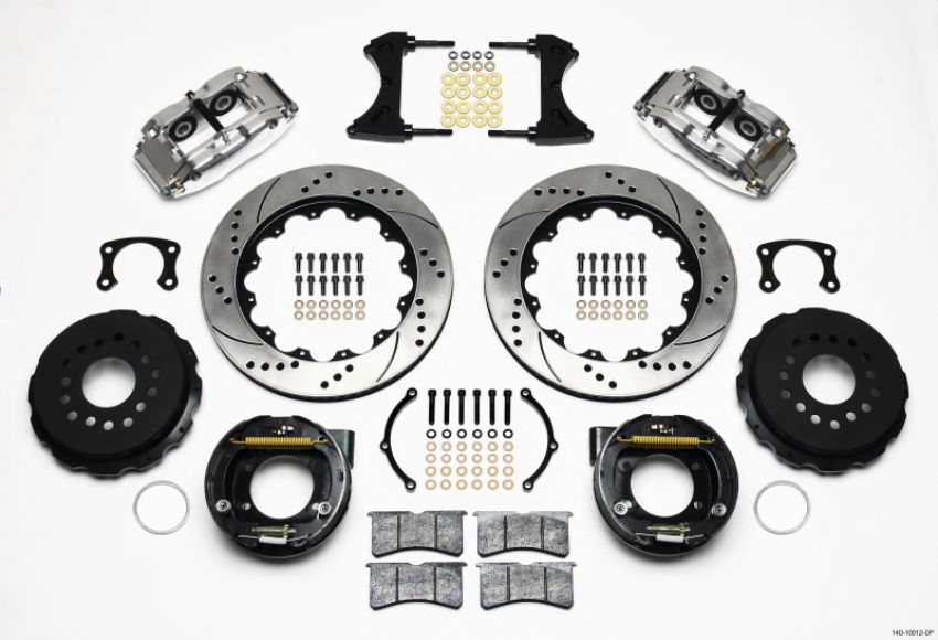 Wilwood 140-10012-DP Narrow Superlite 4R Rear P-Brk Kit 14.00in Drilled Polished New Big Ford 2.50in Offset