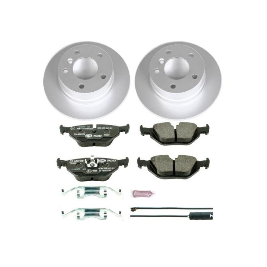 PowerStop ESK633 Genuine Geomet Coated Rotors, ECE-R90 Brake Pads + Hardware Kit