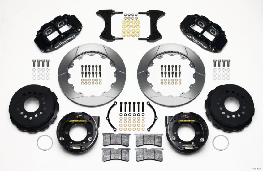 Wilwood 140-9221 Narrow Superlite 4R Rear P-Brk Kit 12.88in 2005-2014 Mustang