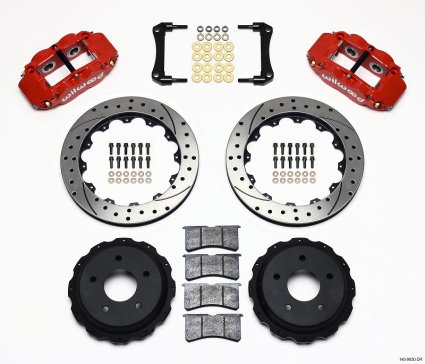 Wilwood 140-9830-DR Narrow Superlite 4R Rear Kit 12.88in Drilled Red 98-02 Camaro/Firebird