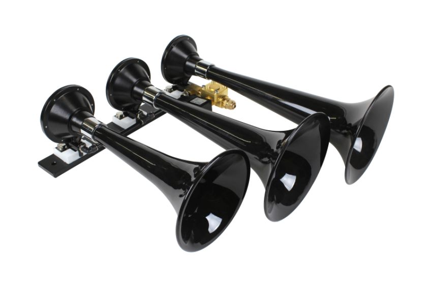 Kleinn Air Horns 230 Kleinn Black Triple Horn/ 15In/13In/11In - High Impact ABS Trumpet/ Zinc Alloy Base