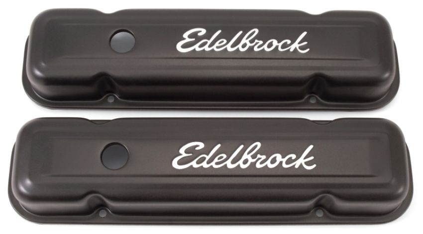 EDELBROCK EDE4453 Valve Cover Kit Pontiac V8 Signature Series Blk