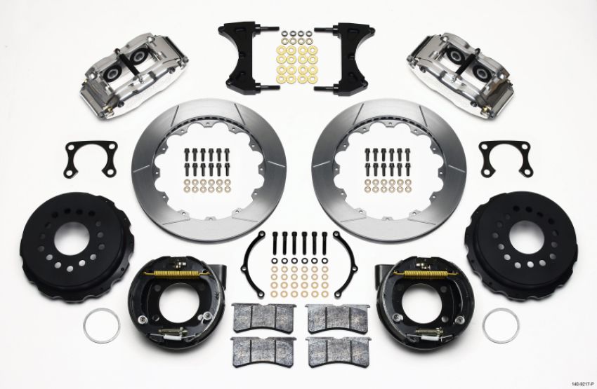 Wilwood 140-9217-P Narrow Superlite 4R Rear P-Brk Kit 12.88in Polished Big Ford Old Style 2.36in Offset